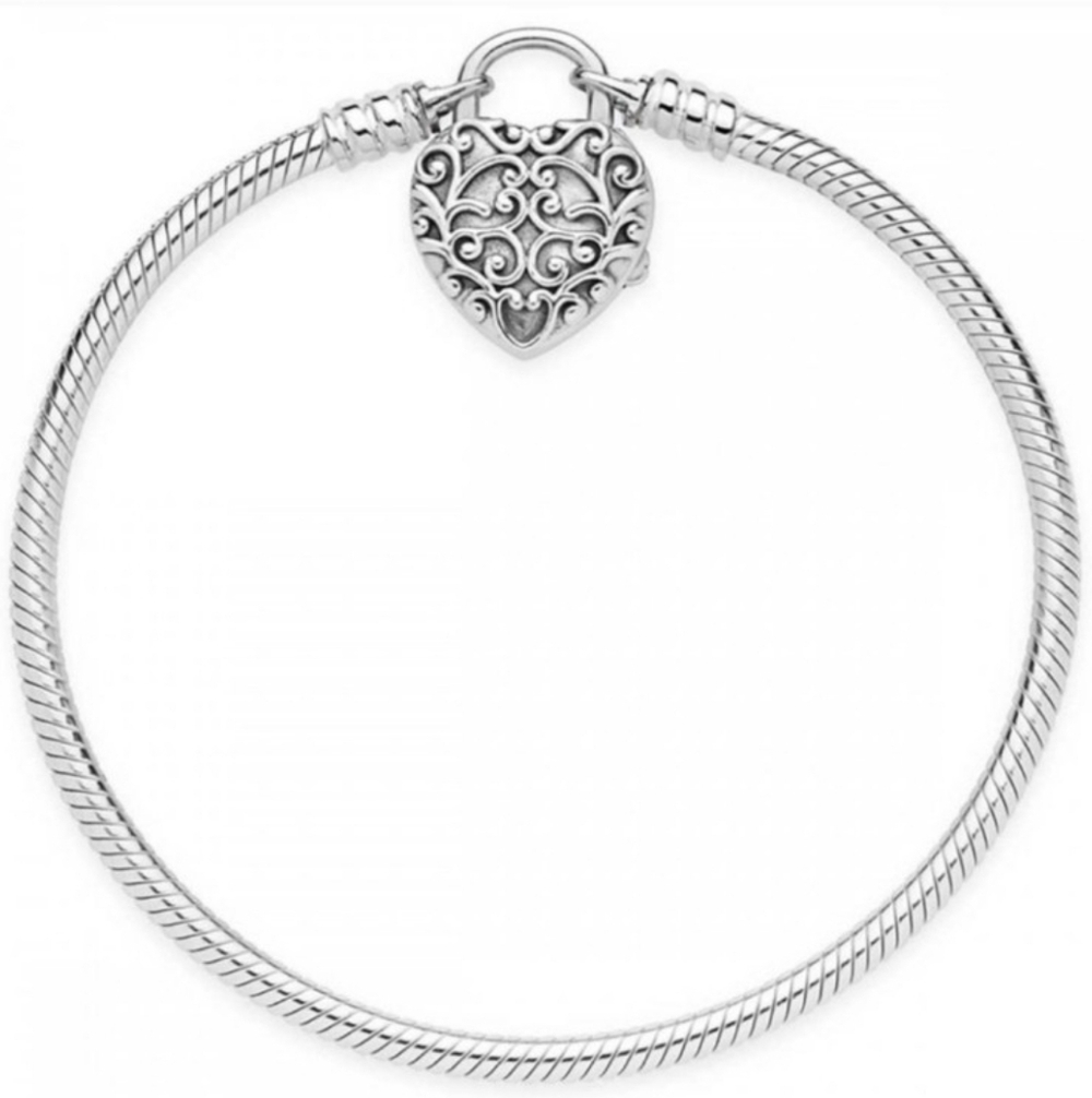 New Pandora 925 Sterling Silver Regal Heart Padlock Bracelet